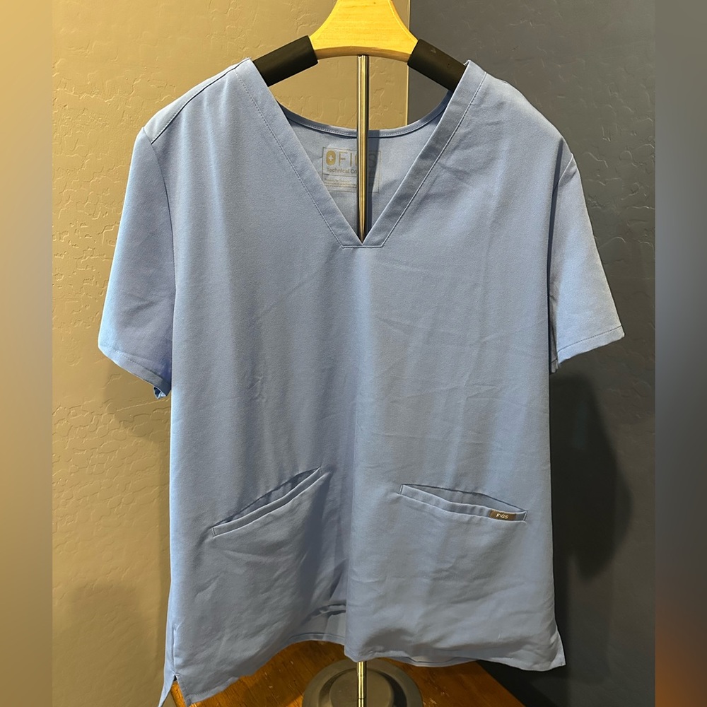 Light Blue V-Neck Scrub Top